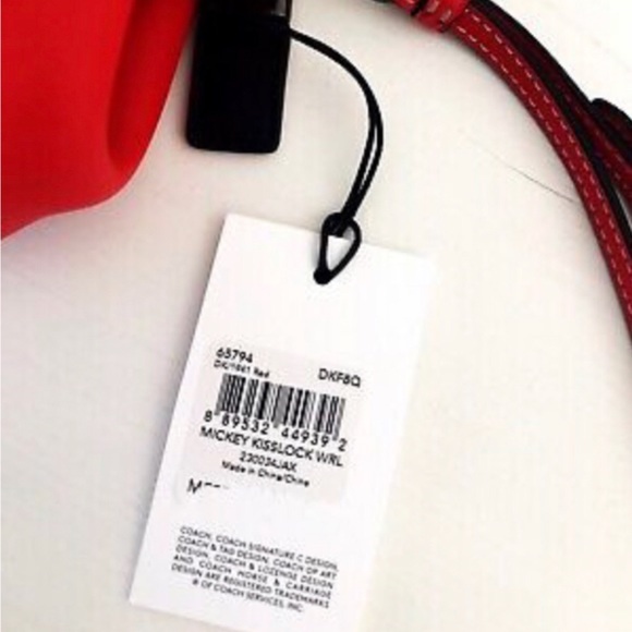 DISNEY X COACH Limited Edition Red Mickey Mouse Kisslock Wristlet leather purse - Picture 3 of 11